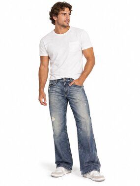 7 For All Mankind Mens 34 Bootcut Flare Jeans Distressed Y2K Made USA